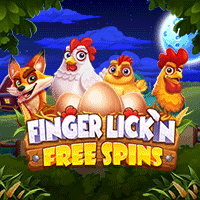 핑거 리킹 프리스핀즈 메인 화면 - 5x3 그리드의 치킨 테마 슬롯으로 황금 치킨과 프리스핀이 특징